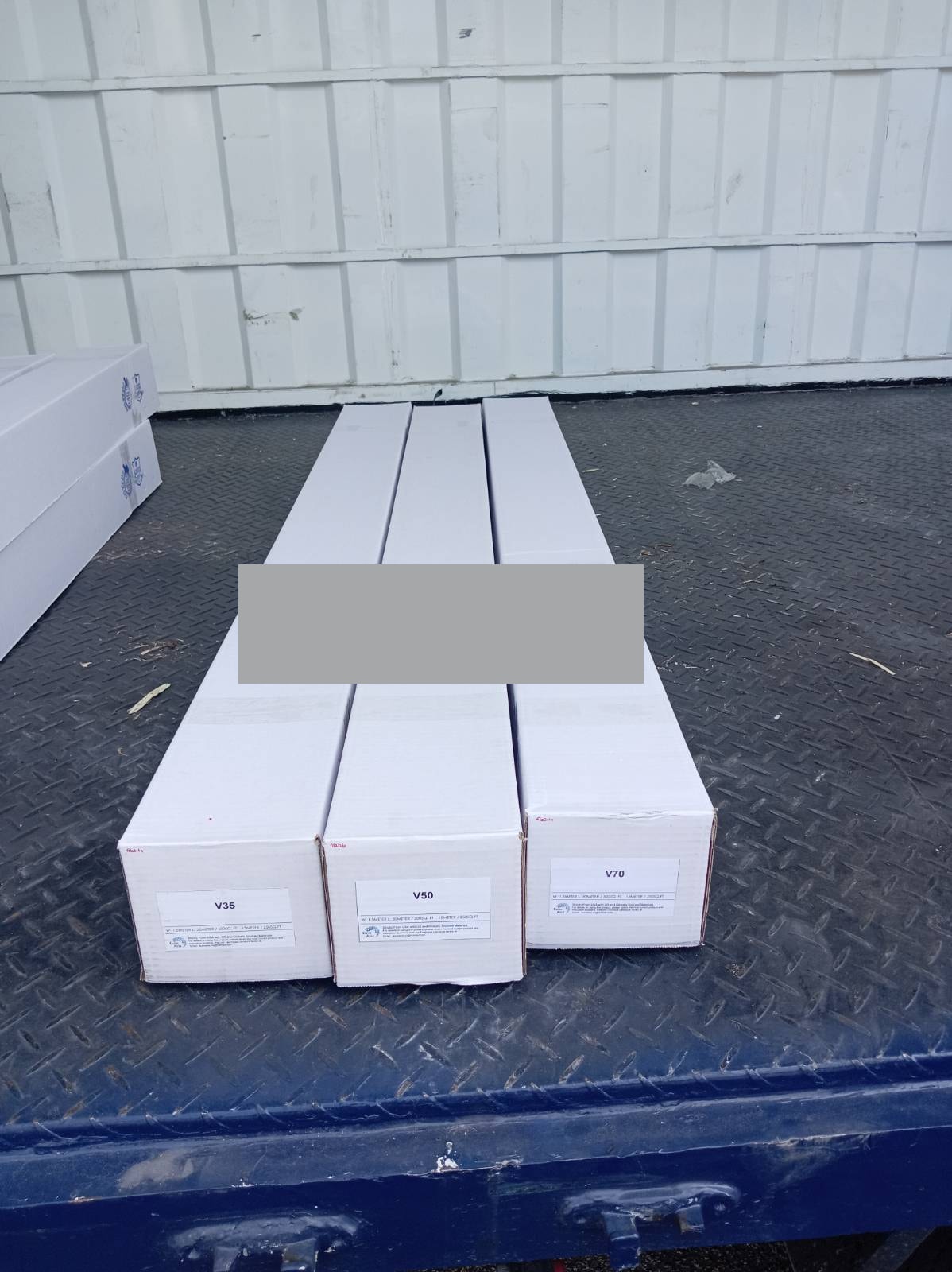 Three window-film rolls at pickup in Ulu Tiram